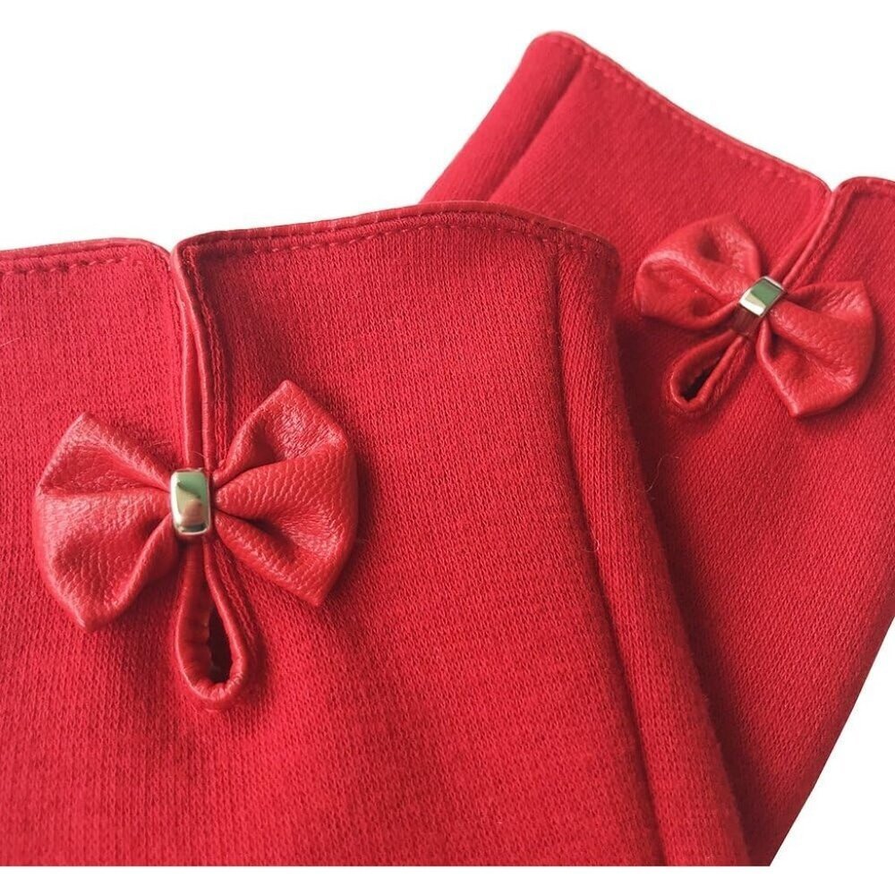 Women's Red Winter Warm Fleece Lining Gloves Driving Texting Touch Screen - Picture 5 of 7
